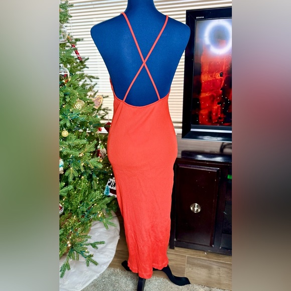 NWT! ZARA Fitted Red Strappy Ribbed Midi Dress - Picture 11 of 15